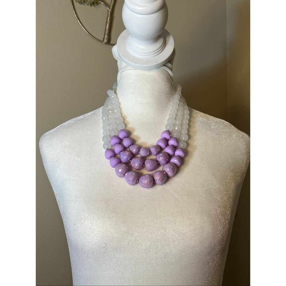 Hush Lavender & Translucent White Layered Chunky Acrylic Statement Jewelry Set